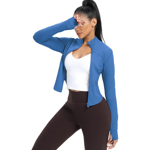 Veste de yoga zippée pour femme, nylon, coupe ajustée, athlétique, extensible, respirante, légère, vêtement d'extérieur - Product Image 2