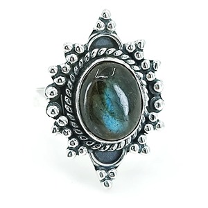<b>Labradorite</b> <b>Ring</b> 925 Sterling Silver Handmade Boho Statement Promise Jewelry for Women Natural Oval Shape Gemstone Jewelry - Product Image 3