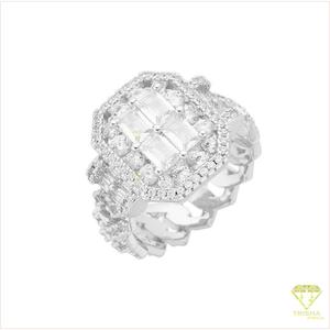 Élégante bague octogonale en argent 925 avec diamant de laboratoire et pierre centrale audacieuse pour la vente en gros de bijoux - Product Image 5