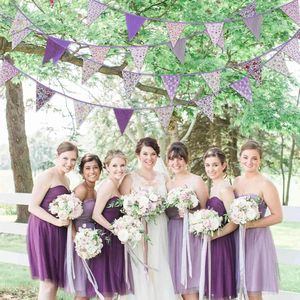 Guirlande de fanions en coton vintage à motifs floraux violets de 39 pieds, décorations rustiques pour mariage et fête avec drapeaux et guirlande - Product Image 3
