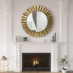 <b>Large</b> Modern Round Lightweight Metal Decorative Wall Mirror with Floral <b>Frame</b> for Home Use Handmade - Product Image 4