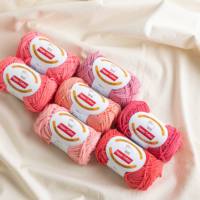 Hilo de algodón YARNA Happy Cotton (150g) en colores pastel, hilo suave y alegre, hilo brillante, suave, ligero, para tejer, fibra divertida, DIY