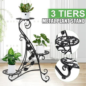 Support de jardinière en métal à 3 niveaux Support d'étagère pour pots de fleurs de taille moyenne Jardin Patio Balcon Décoration intérieure Occasion de chambre - Product Image 5