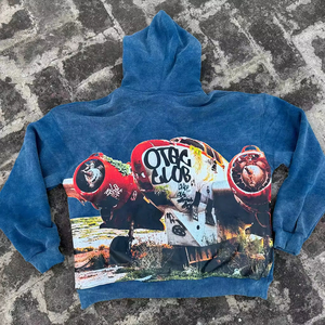 Sudadera con Capucha para Hombre, Estilo Lavado Ácido, de Alta Calidad, Personalizable, a la Moda, Cómoda, Servicio OEM, Diseño Desgastado - Product Image 5