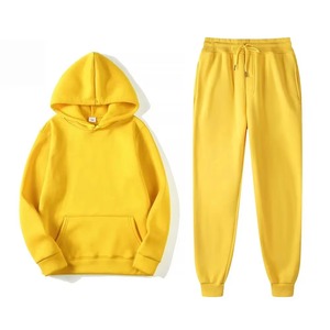 Ensemble sweat-shirt à capuche bleu et pantalon de jogging pour homme, tricoté, couleur unie, tenue décontractée pour l'automne - Product Image 4