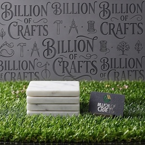 Billion Of Crafts Marble <b>Coaster</b> Set Square Stone Mats Non Slip Modern Design <b>White</b> Marble <b>Coaster</b> Set of 6 - Product Image 2