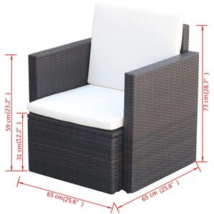 Poly Rattan Patio sedia con cuscini e cuscini marrone sedia da giardino - Product Image 5