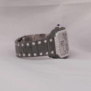 Reloj de Lujo de Acero Inoxidable con Incrustaciones de Moissanita y Diamantes Redondos, Esfera Cuadrada, Estilo Hip Hop, para Hombre y Mujer, India - Product Image 5