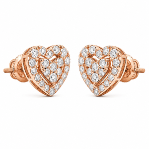 Pendientes de Moissanita en Forma de Corazón, Chapados en Oro Rosa, con Engaste de Puntas, Regalo Romántico para el Día de San Valentín - Product Image 1