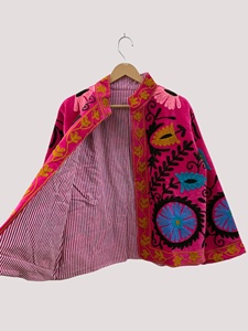 Handmade Traditional Floral Velvet <b>Jacket</b> Women Ethnic Boho Winter Short Coat Elegant Artistic Fashion Piece - Product Image 3