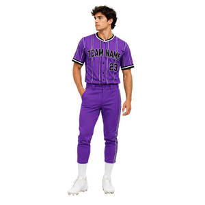 Uniforme de Béisbol Morado Personalizado al por Mayor, Uniforme de Béisbol con Logotipo Personalizado, Conjunto de Camiseta y Pantalones de Béisbol Sublimados para Equipos Deportivos - Product Image 3