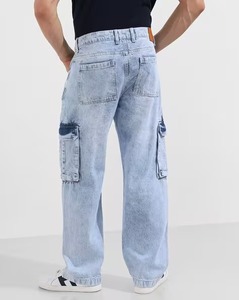 Vaqueros Azules Icónicos y Atemporales para Hombre, Corte Ancho, Ajuste Holgado, Cintura Media, Desgastados, Estilo Casual para el Día a Día, Denim Moderno - Product Image 2