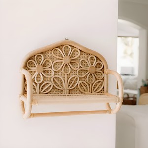 Decorative Natural Flower Shaped Shelf Display Rattan <b>Wicker</b> <b>Decor</b> Shelves for Retail Store - Product Image 3