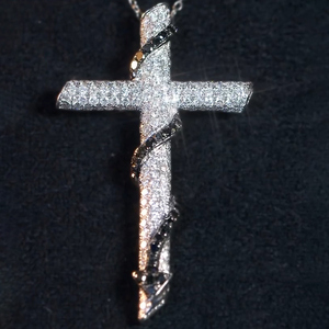 Hip Hop <b>Cross</b> Charm Pendant <b>Necklace</b> Rose Gold Plated <b>Silver</b> Moissanite Zircon Micro Insert Unisex Party Jewelry - Product Image 6