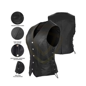 Chaleco de Cuero para Mujer, Estilo Biker, Sin Mangas, Ligero, de Calidad Profesional, Nuevo - Product Image 5