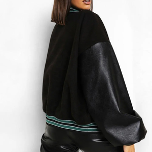 Ladies Varsity Crop <b>Jackets</b> Custom Cropped Varsity <b>Jacket</b> Full Sleeves Lightweight Breathable Polyester/Cotton Material Varsity - Product Image 6