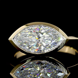 Anillo de Compromiso con Diamante Cultivado en Laboratorio, Corte Marquesa, Oro Amarillo, Certificado IGI, Estilo Vintage, Bañado en Rodio, 10K, Regalo de Aniversario - Product Image 2