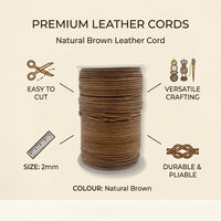 Natürliches Braunes Lederband 2mm Premium-Qualität Langlebige 100m Rolle Schnur DIY Handwerk Armband Halskette Zubehör Excel Exports