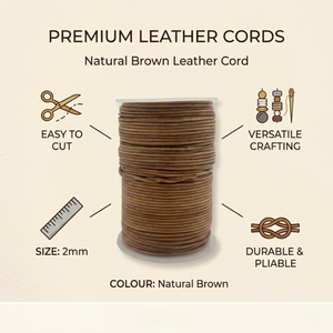 Natural Brown <b>Leather</b> Cord 2mm Premium Quality Round <b>Leather</b> <b>String</b> Durable Cord for DIY Craft Bracelet Necklace Accessories - Product Image 5
