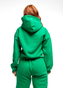 Conjunto Deportivo Verde con Capucha para Mujer, Sudadera Larga y Pantalones Deportivos, Color Sólido, Corte Holgado Informal, 100% Algodón, Ropa de Otoño - Product Image 5