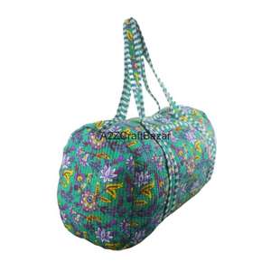 กระเป๋าเดินทางสะพายไหล่แบบดัฟเฟิล ทำมือจากผ้าฝ้ายออร์แกนิก ลายควิลท์ วินเทจ มีหูหิ้วสองข้าง สีพื้น ดีไซน์เรียบง่าย เปิดปิดง่าย เหมาะสำหรับช้อปปิ้งช่วงฤดูใบไม้ร่วง - Product Image 3