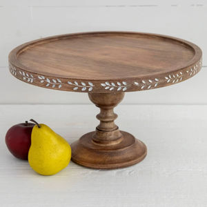 Base Redonda para Pastel de Madera con Superficie Lisa, Pedestal para Exhibición de Postres, Plataforma para Servir en la Cocina - Product Image 1