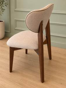 Upholstered <b>Dining</b> <b>Chair</b> with Curved Back, Beige Fabric Seat, Solid Wood Tapered Legs - Product Image 3
