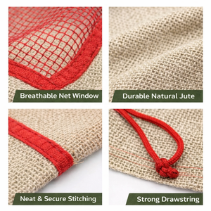 Bolsa de Malla de Yute con Ventana, Ecológica, Reciclable, Biodegradable, para Envasado de Frutas y Verduras, Seda de Bengala Occidental - Product Image 6