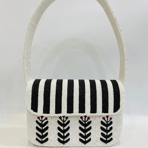 Bolso de Mano Elegante y Lujoso Multicolor, Diseño Abstracto, Bolsos de Algodón y Cuentas para Mujer, Venta al Por Mayor HB-046 - Product Image 1