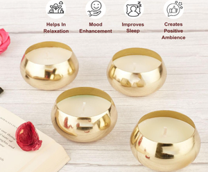 Vela Aromática Redonda de Metal Dorado, Mezcla de Soja, Sin Humo, para Decoración del Hogar, Eventos y Regalos - Product Image 3