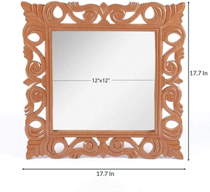 Espejo decorativo de madera para el hogar, espejo de pared de forma cuadrada para sala de estar, dormitorio, espejo de madera sostenible, superventas - Product Image 3
