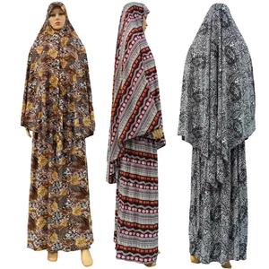 Hooded Floral Print Abaya For Women Long Sleeve Floor Length Modest Dress Lightweight Polyester Middle East Style Prayer Wear - Product Image 2