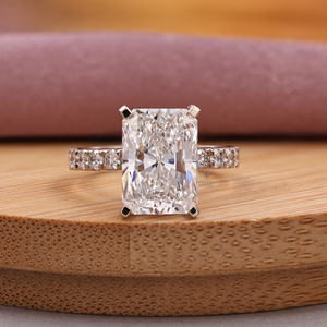 Bagues de fiançailles de luxe en diamant pour femmes 1 à 5 carats, taille Radiant, diamants de laboratoire certifiés IGI, pour mariage, anniversaire, fête, éternité, en or 14K - Product Image 1