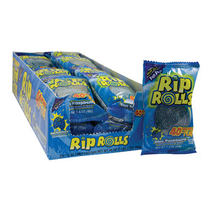 Rip <b>Rolls</b> Blue Raspberry Licorice Candy <b>Roll</b> 1.4 oz Chewy Sweet Gourmet Snack Delicious Fruity Candy Long Chew Sticks Party Pack - Product Image 1