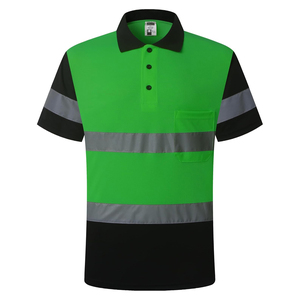 Polo de sécurité haute visibilité pour homme, manches courtes, uniforme de travail réfléchissant avec poche, design bicolore - Product Image 6