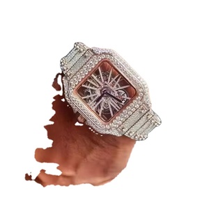 Relojes clásicos de moda para hombre, pulsera de acero inoxidable con diamantes de lujo, reloj de pulsera de cuarzo para hombre, reloj de esqueleto cuadrado informal de negocios - Product Image 1