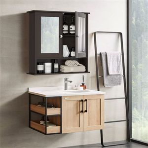 Mobile bagno marrone con mobili a specchio per il tuo spazio - Product Image 2