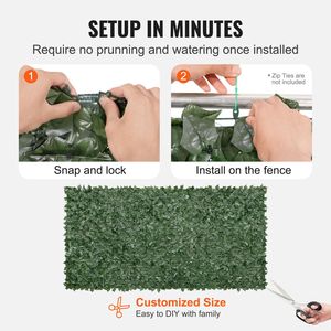 Schermo per Recinzione in Edera Verde 2m, 59 x 118 Pollici, Muro Verde Artificiale Resistente ai Raggi UV con Supporto in Rete e Giunti Rinforzati - Product Image 3