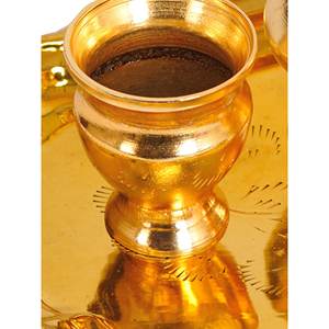 Handmade 5 Inches Brass Puja Thali Indian-Made <b>Party</b> <b>Tableware</b> & <b>Table</b> <b>Decorations</b> for Gifting - Product Image 3