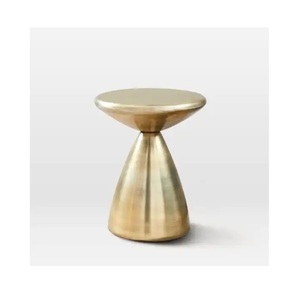 Table basse ronde moderne en laiton, design mid-century, meuble de salon, table d'appoint décorative en métal - Product Image 1