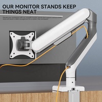 Ressort à gaz Bras de moniteur unique Support de moniteur à ressort à gaz avec gestion des câbles Hauteur de rotation pivotante réglable