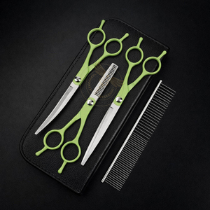 Premium Stainless Steel 4-Piece Pet Grooming Scissors <b>Set</b> with Comb and Carrying Case - Product Image 2