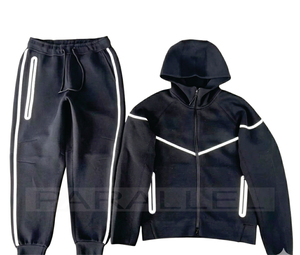 Conjunto de Sudadera con Cremallera y Pantalones Deportivos Holgados para Hombre, Trajes Deportivos Personalizados de Felpa Gruesa, 2 Piezas, Casual, Transpirable - Product Image 4
