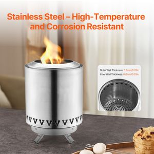 Braciere da Tavolo Portatile in Acciaio Inox da 6 Pollici, Caminetto per Interni ed Esterni, Bruciatore a Alcool per Preparare S'mores, Fornello a Legna - Product Image 5
