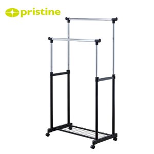 Double Tier Clothing Rack With Shoe <b>Shelf</b> Stainless Steel Minimalist Design For Bedroom Storage Organizer Standing Type - Product Image 5