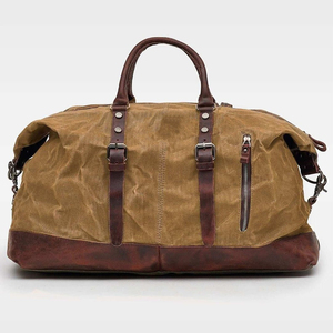 Bolsa de Viaje de Lona y Cuero Impermeable, Bolsa de Fin de Semana, Equipaje de Mano, Bolsa de Gimnasio, Gran Capacidad, Clásica LCTB-0042 - Product Image 1