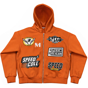 Veste zippée personnalisée style streetwear vintage hiver, en molleton bouclette épais, avec impression numérique, effet délavé et usé - Product Image 3