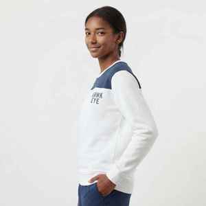 Sudadera de Cuello Redondo para Mujer, Blanca con Estampado de Letras Azul Marino, Corte Regular, Sudadera de Algodón Tejido para Otoño - Product Image 2