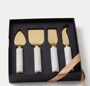 Stainless Steel Cheese Knife Set With Gold Marble Handle Perfect For Stylish Kitchenware Elegant Dining Hotel And <b>Party</b> Use - Product Image 4