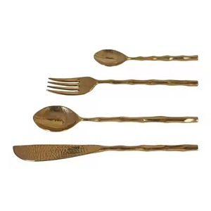 Designer Cutlery Set <b>Gold</b> Tone With Brass Handle Luxury Dining Flatware Utensil Collection For Restaurant Hotel <b>Table</b> Setting - Product Image 4